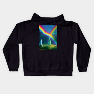 2 GHOSTS DANCING UNDER HALLOWEEN RAINBOW Kids Hoodie